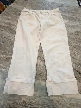 Zena Jeans White Stretch Denim Capri Pants Size 12